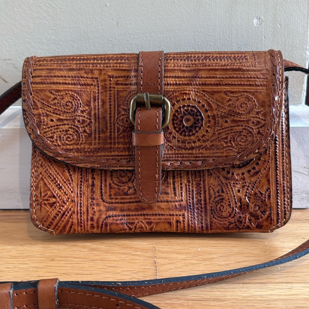 Patricia Nash Torri Tooled Leather Small Crossbody Bag